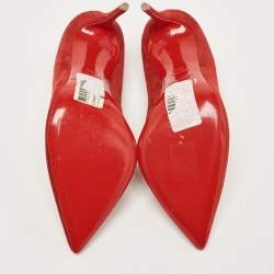 Pre Owned Christian Louboutin Red Suede Olavague Flame Pumps Size 38.5