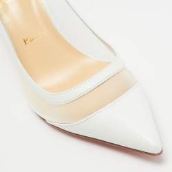 Pre Owned Christian Louboutin White Leather and Mesh Galativi Pumps Size 39.5