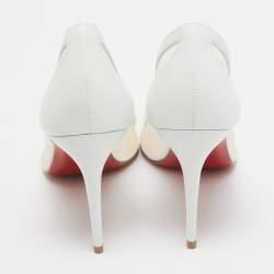 Pre Owned Christian Louboutin White Leather and Mesh Galativi Pumps Size 39.5