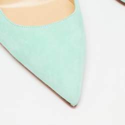 Christian Louboutin Blue Suede Decoltish Pointed Toe Pumps Size 39