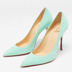 Christian Louboutin Blue Suede Decoltish Pointed Toe Pumps Size 39