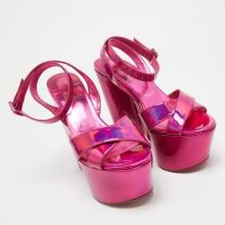 Christian Louboutin Metallic Pink Leather Superyaz Sandals Size 39