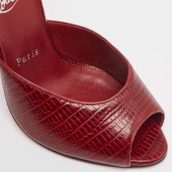 مملوكة مسبقًا Christian Louboutin Burgundy Embossed Lizard Me Dolly Sandals Size 38.5