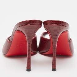 مملوكة مسبقًا Christian Louboutin Burgundy Embossed Lizard Me Dolly Sandals Size 38.5