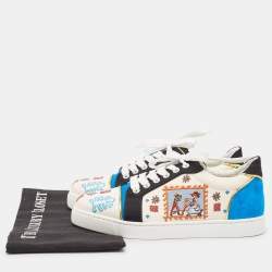 Christian Louboutin Multicolor Suede and Canvas Vieira 2  Sneakers Size 38