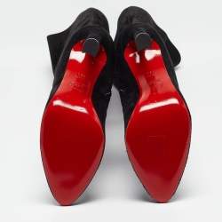 Pre Owned Christian Louboutin Black Suede Eleonor Knee Length Boots Size 39.5