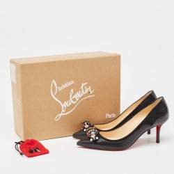 مملوكة مسبقًا Christian Louboutin Black Leather and Suede Tudorchic Pumps Size 35.5