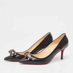 مملوكة مسبقًا Christian Louboutin Black Leather and Suede Tudorchic Pumps Size 35.5