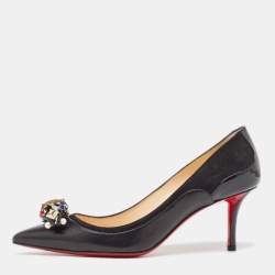 مملوكة مسبقًا Christian Louboutin Black Leather and Suede Tudorchic Pumps Size 35.5