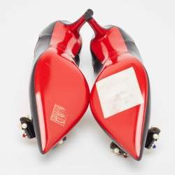 مملوكة مسبقًا Christian Louboutin Black Leather and Suede Tudorchic Pumps Size 35.5