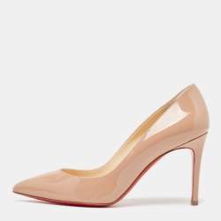 Pre Owned Christian Louboutin Beige Patent Leather Pigalle Pumps Size 37