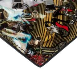 Christian Louboutin Multicolor Trash Print Patent Leather Kios Spiked Card Holder