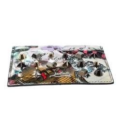 Christian Louboutin Multicolor Trash Print Patent Leather Kios Spiked Card Holder