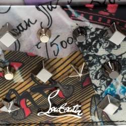 Christian Louboutin Multicolor Trash Print Patent Leather Kios Spiked Card Holder