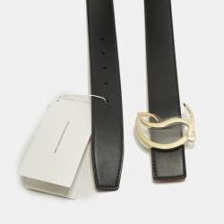 Pre Owned Christian Louboutin CL Logo 90CM Black Leather Belt