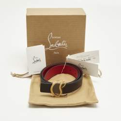 Pre Owned Christian Louboutin CL Logo 90CM Black Leather Belt