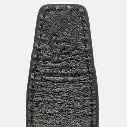 مملوكة مسبقًا حزام كريستيان لوبوتان جلد برّاق أسود شعار CL 90 سم