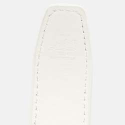 Pre Owned Christian Louboutin CL Logo 85CM Slim Belt White Leather
