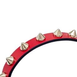 Christian Louboutin Louibilink Stud Gold Tone Metal Red Leather Bracelet