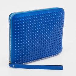 Christian Louboutin Blue Leather Studded iPad Case