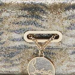 Christian Louboutin Gold/Blue Printed Glitter Riviera Clutch Bag