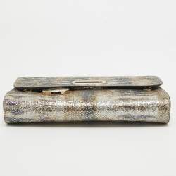 Christian Louboutin Gold/Blue Printed Glitter Riviera Clutch Bag