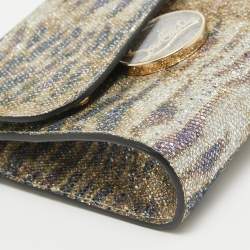Christian Louboutin Gold/Blue Printed Glitter Riviera Clutch Bag