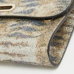 Christian Louboutin Gold/Blue Printed Glitter Riviera Clutch Bag