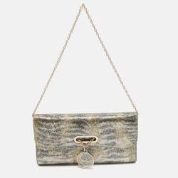Christian Louboutin Gold/Blue Printed Glitter Riviera Clutch Bag