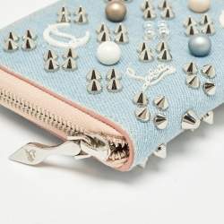 Christian Louboutin Blue Denim Mix Pearl Panettone Continental Wallet