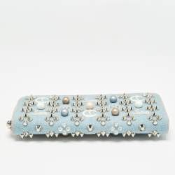 Christian Louboutin Blue Denim Mix Pearl Panettone Continental Wallet