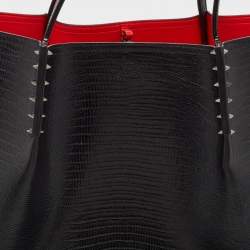 Christian Louboutin Black Lizard Embossed Leather Cabarock Shopper Tote