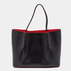 Christian Louboutin Black Lizard Embossed Leather Cabarock Shopper Tote