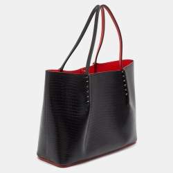 Christian Louboutin Black Lizard Embossed Leather Cabarock Shopper Tote