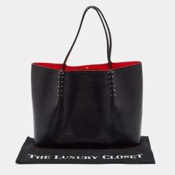 Christian Louboutin Black Lizard Embossed Leather Cabarock Shopper Tote