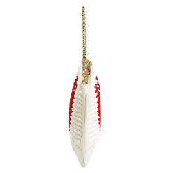 Christian Louboutin White Leather Loubiposh Studded Clutch