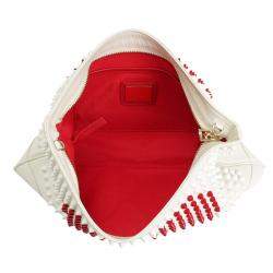 Christian Louboutin White Leather Loubiposh Studded Clutch