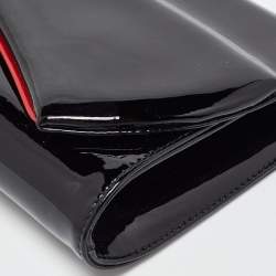 Pre Owned Christian Louboutin Black Patent Leather Pigalle Spikes Flap Clutch
