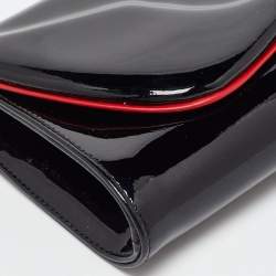 Pre Owned Christian Louboutin Black Patent Leather Pigalle Spikes Flap Clutch