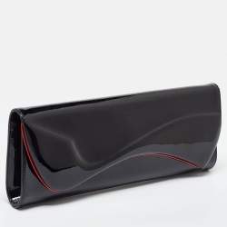 Pre Owned Christian Louboutin Black Patent Leather Pigalle Spikes Flap Clutch