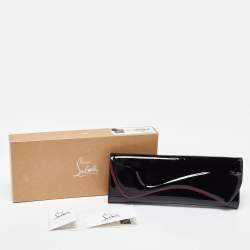 Pre Owned Christian Louboutin Black Patent Leather Pigalle Spikes Flap Clutch
