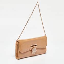 Christian Louboutin Beige Patent Leather Riviera Chain Clutch