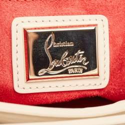 Pre Owned Christian Louboutin Beige Leather Large Triloubi Spiked Shoulder Bag