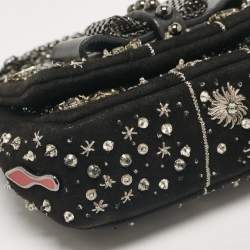 Christian Louboutin Black Leather Suede Sweet Charity Shoulder Bag
