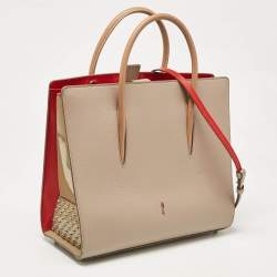 Pre Owned Christian Louboutin Two Tone Leather and Patent Large Paloma Tote