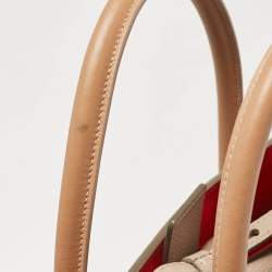 Pre Owned Christian Louboutin Two Tone Leather and Patent Large Paloma Tote