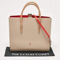 Pre Owned Christian Louboutin Two Tone Leather and Patent Large Paloma Tote