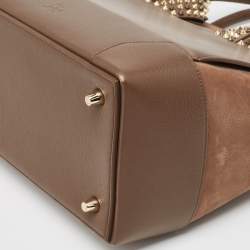 Christian Louboutin Dark Beige Leather and Suede Large Eloise Tote