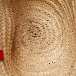 Christian Louboutin Orange/Beige Woven Raffia Loubishore Basket Bag
