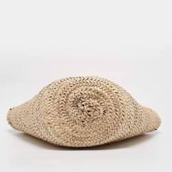 Christian Louboutin Orange/Beige Woven Raffia Loubishore Basket Bag